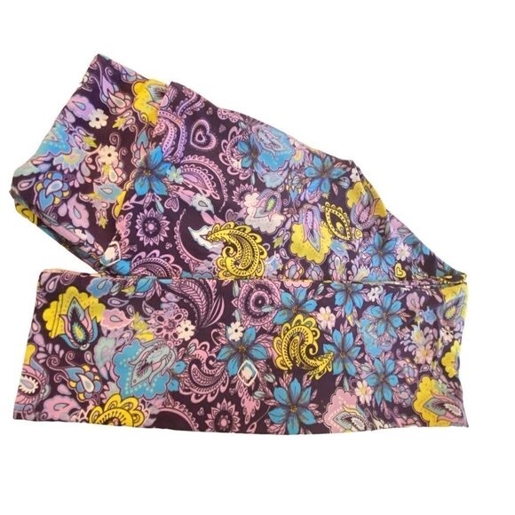 1453 LuLaRoe Leggings Size OS Blue and Yellow Paisley Design Print New - Picture 1 of 4